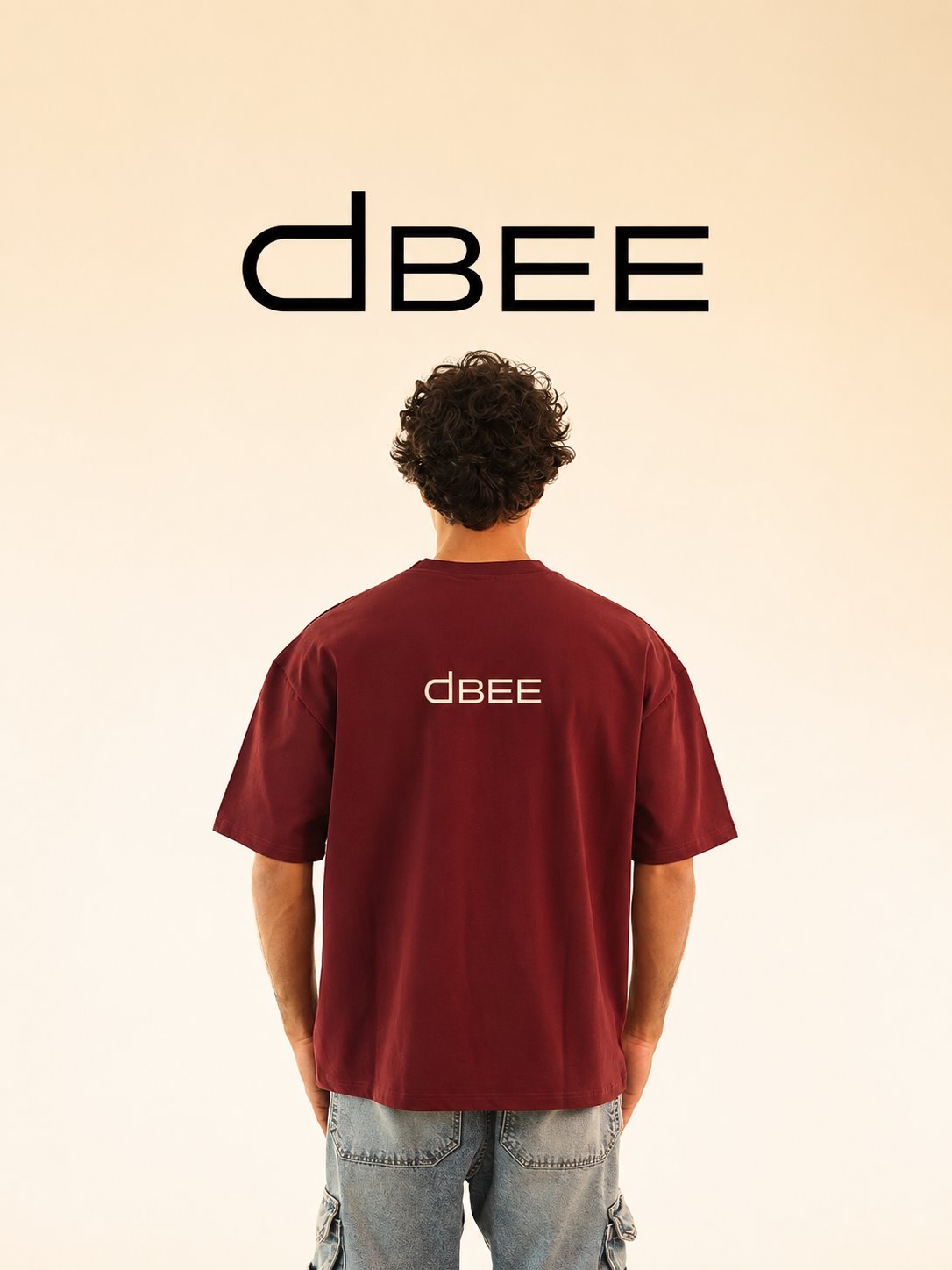 Burgundy dBEE shirt concept shown from the back