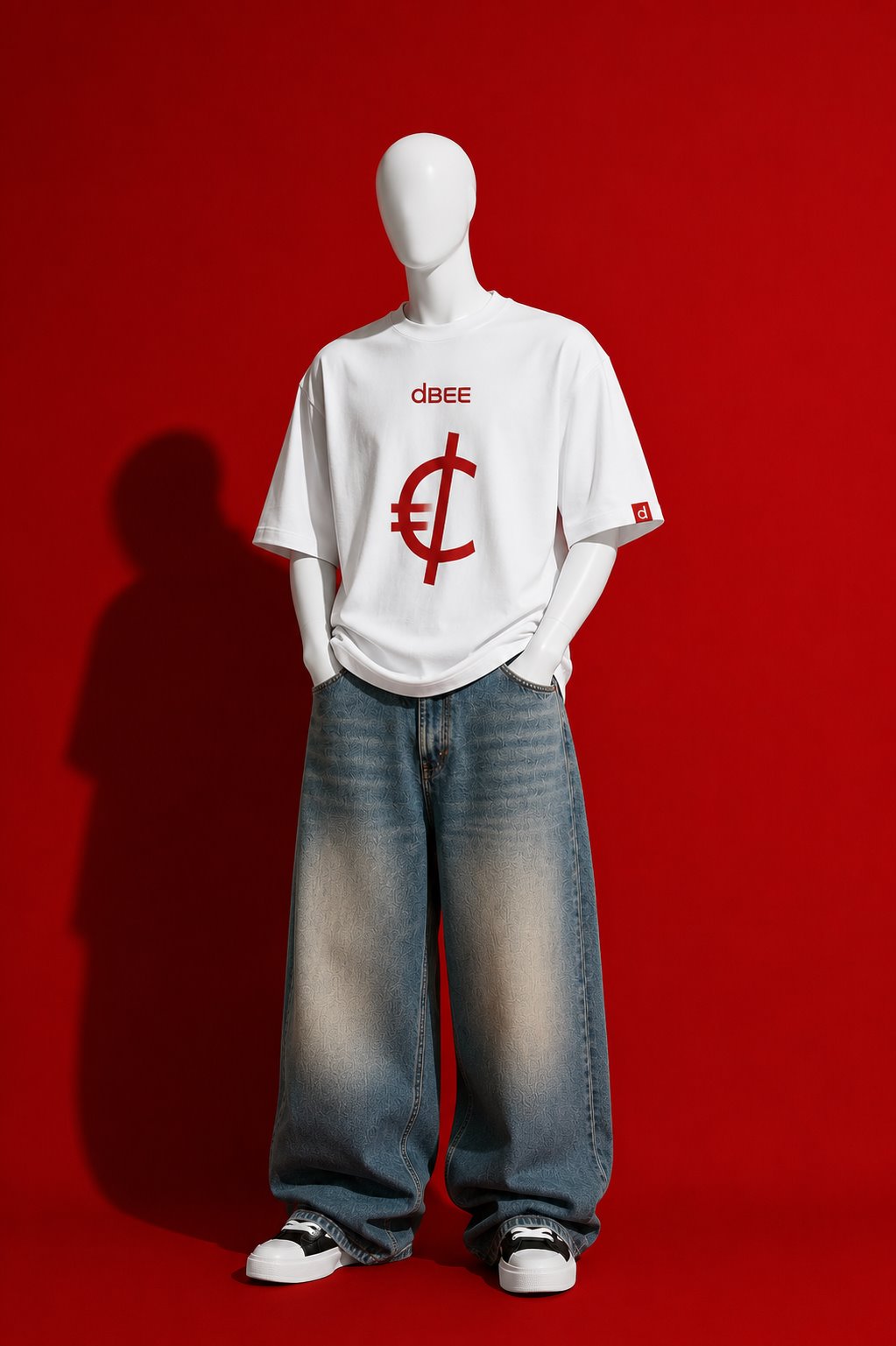 White dBEE shirt concept with a front graphic